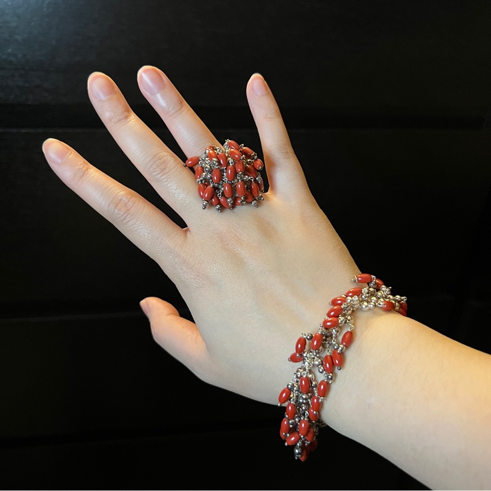 Vintage Folli Follie Red Stone-Silver - 💍 & Bracelets Set